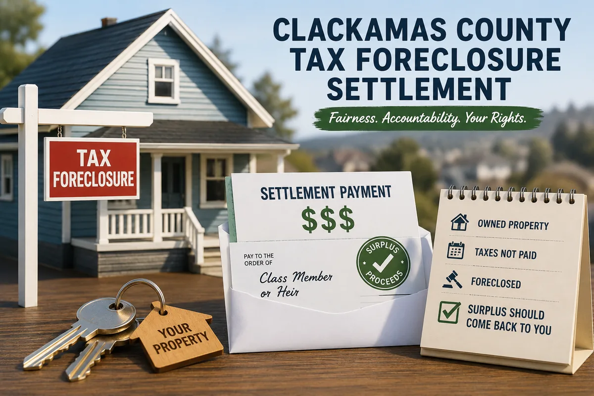 Clackamas County Tax Foreclosure Settlement 2026 -- Claim Your Surplus by July 24