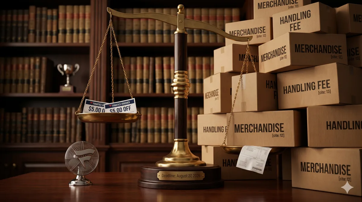 Fanatics Handling Fee Settlement 2026 -- Claim Two $5 Vouchers by August 27